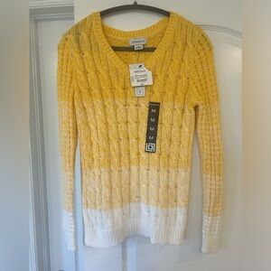 NWT Liz Claiborne- Ombré Yellow Cable Sweater